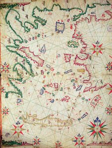 Det Ægæiske Hav, fra et nautisk atlas, 1651 (blæk på vellum) (se også 330926-330927)